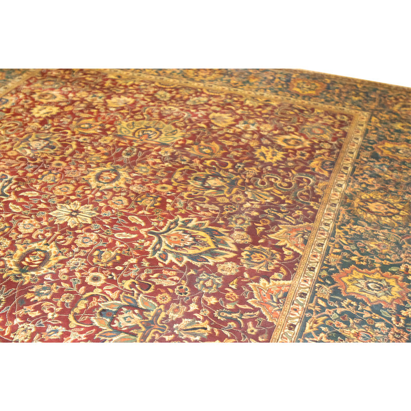 Tapis rouge et bleu noué à la main de haute qualité