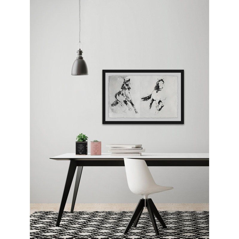 Reproduction d’art encadrée « chevaux en cours » Aquinnah, H 20 po x l 30 po x P 1,5 po