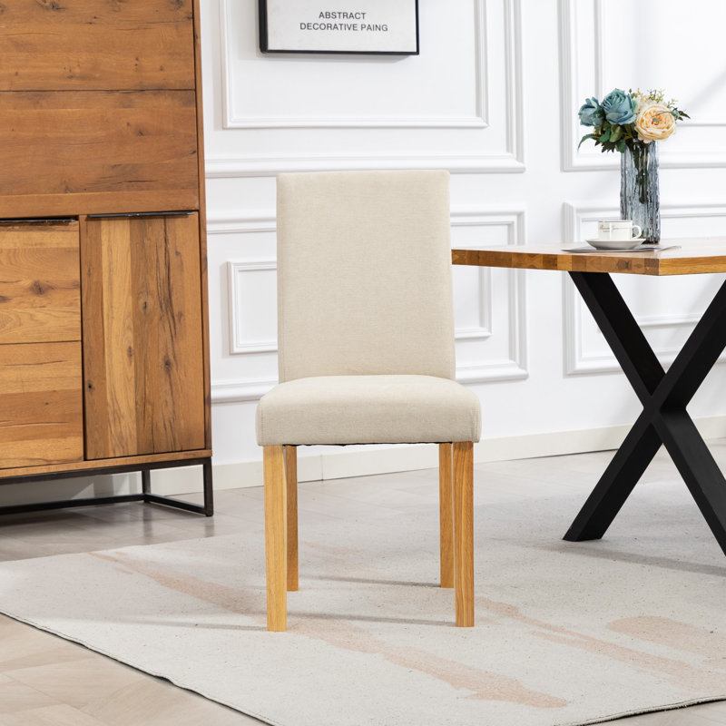47.5cm H Polyester Upholstered Upholstered Back Parsons Chair, Beige