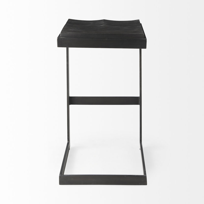 Bois noir effronté et métal, Noir, Tabouret de bar (siège d'une hauteur de 30 po)