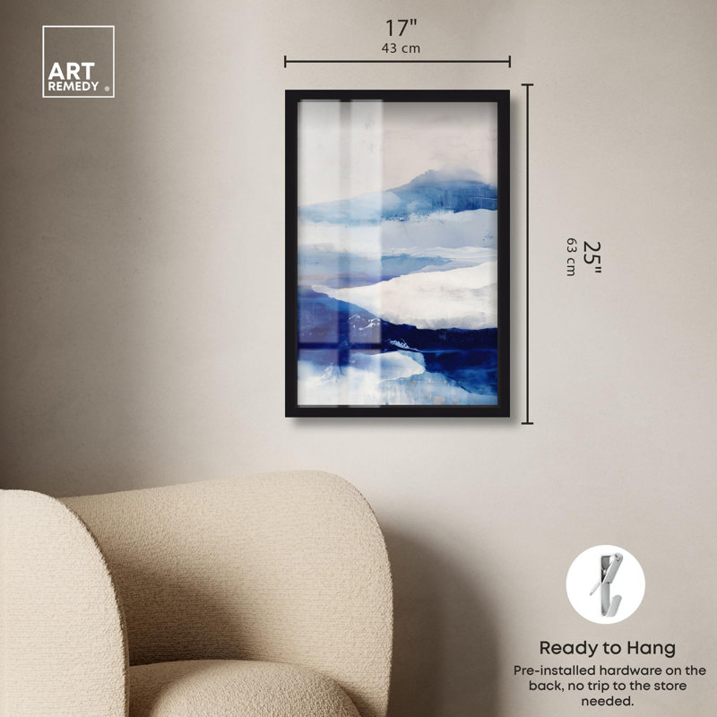 «Breath of the Ocean IV», décor bleu par Art Remedy, H 25 po x l 17 po, Noir