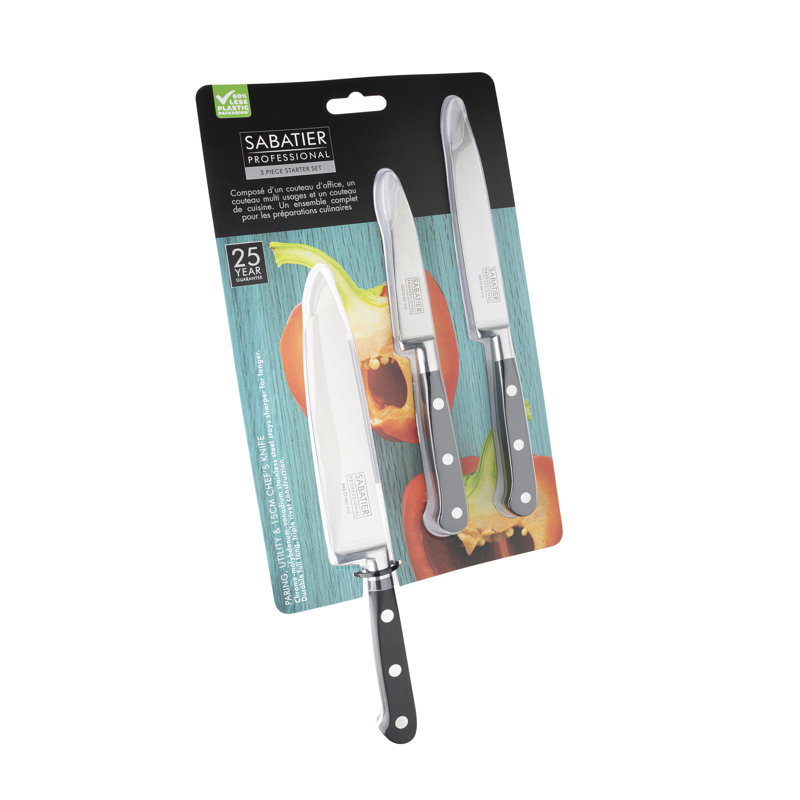 Sabatier Professional Sabatier 3 Piece High Carbon Stainless Steel Assorted Knife Set