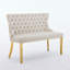 Banc rembourré 2 places avec dossier à oreilles, causeuse en velours beige