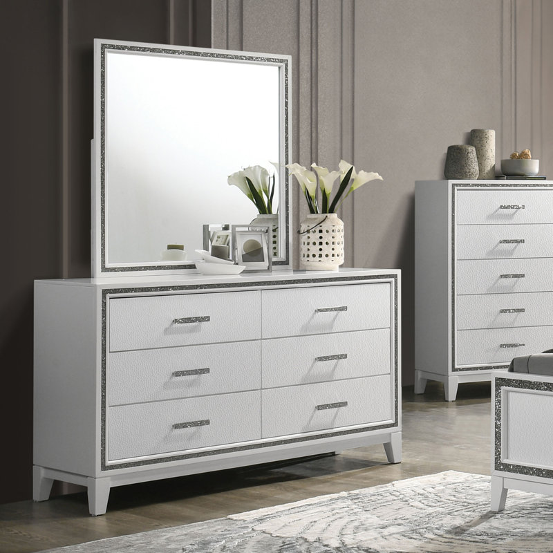 Commode 6 tiroirs avec miroir Beringen Madelina