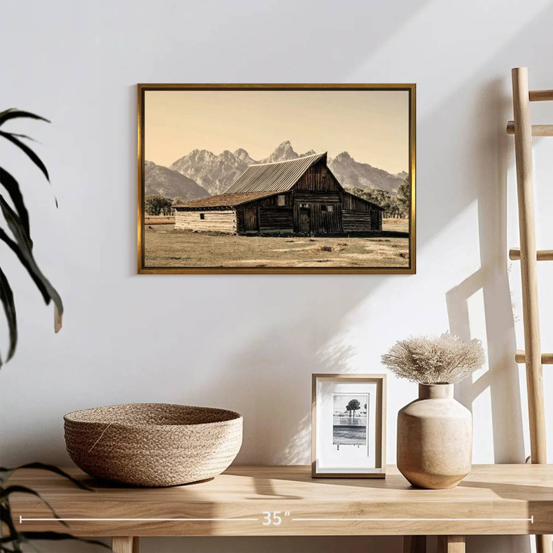 The Tetons, Floating Frame Gold, 19" X 13"