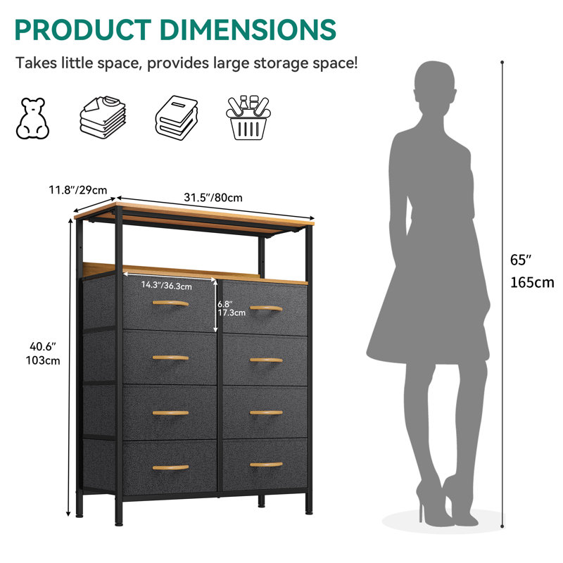 17 Stories Chest Of Drawers Bedroom Drawers With 8-Drawer