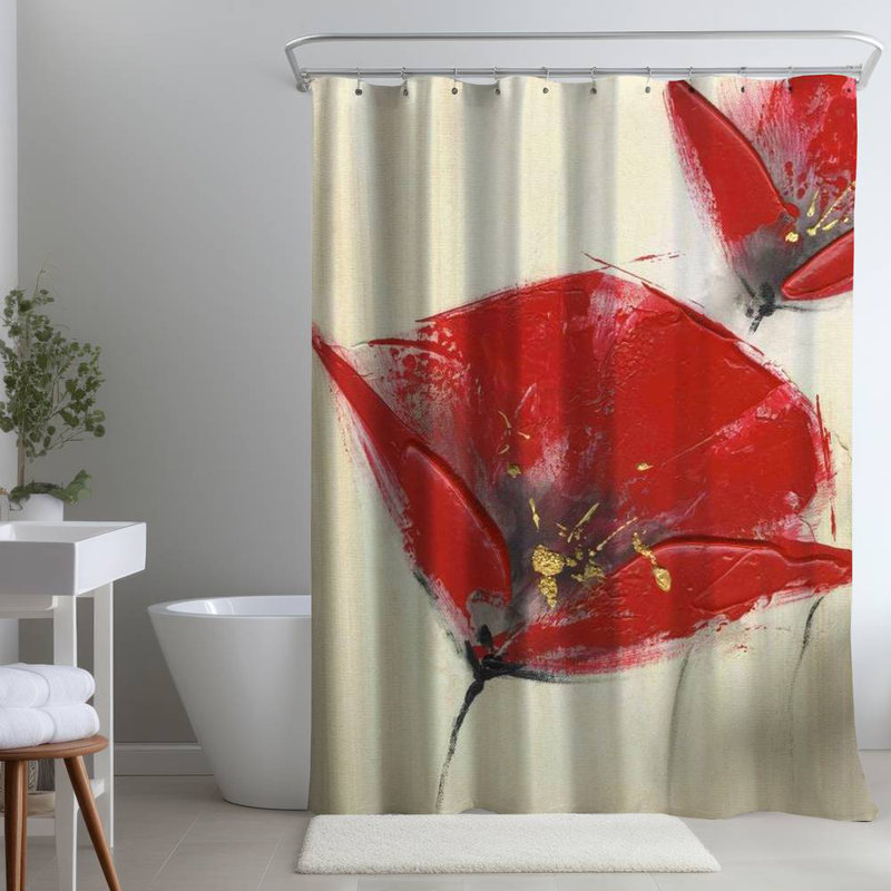 Floral – Polyester Shower Curtain, Dye Sublimation Print, 71" W × 74" L