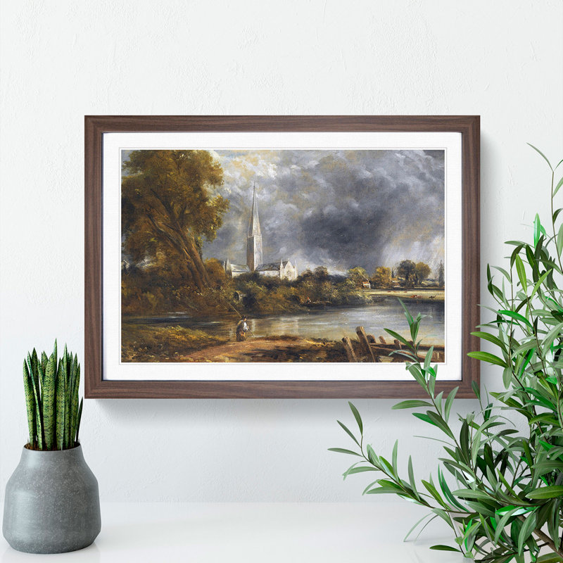 Salisbury Cathedral Vol.2 by John Constable - Picture Frame Painting, Walnut Framed, 48cm H x 65cm W x 2cm D