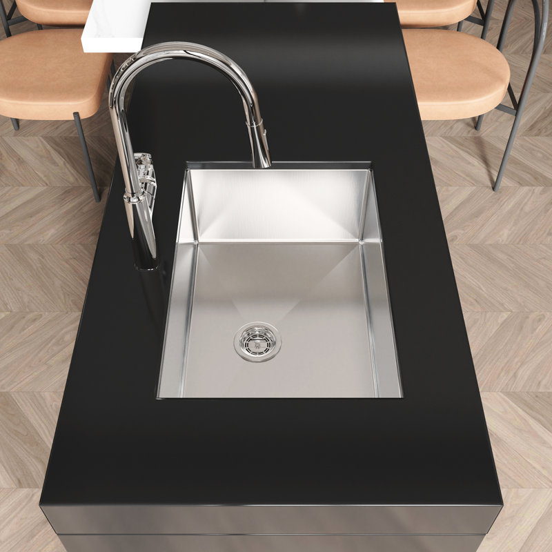 Modern Undermount Kitchen Sink 27" X 19" - Stainless Steel With Grooves For Enhanced Drainage Efficiency X-Shaped Drain Quick Water Flow