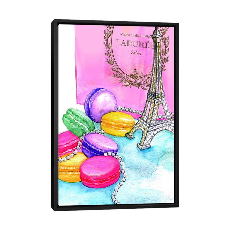 L’après-midi à paris, reproduction d’art sur toile tendue, H 26 po x l 18 po x P 1,5 po, Toile avec cadre noir, Pas de tapis