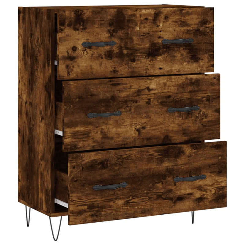 Mareda 69.5cm W 3 - Drawer Chest of Drawers, Smoked Oak