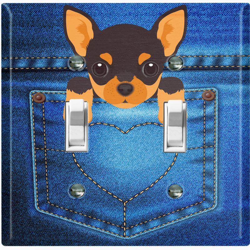 Mignon chiot chihuahua à deux poches avec interrupteur à bascule