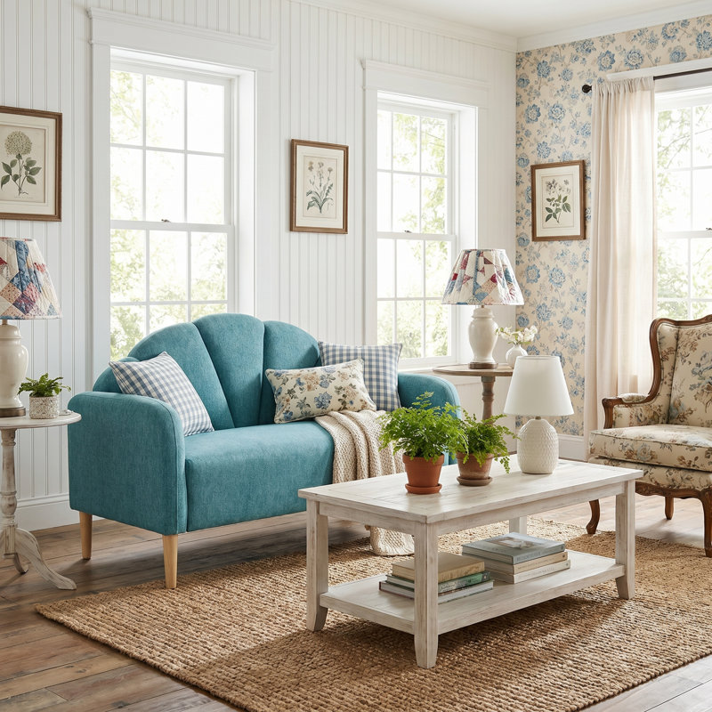 Billijo Solid and Manufactured Wood Standard Loveseat, Mint, 33.07" H x 49.6" W x 29.92" D