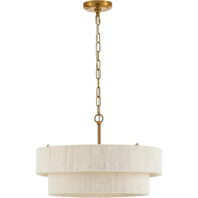 Dia 19.69 Inches, 6-Light Modern Farmhouse Chandelier With Hand-Weaving Shade