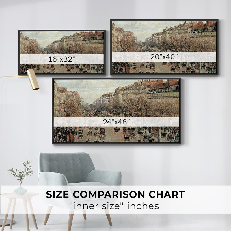 Série paysage - DCXLIV - Toile tendue avec châssis encadré - Prêt à être accroché, H 21 po x l 41 po, Noir