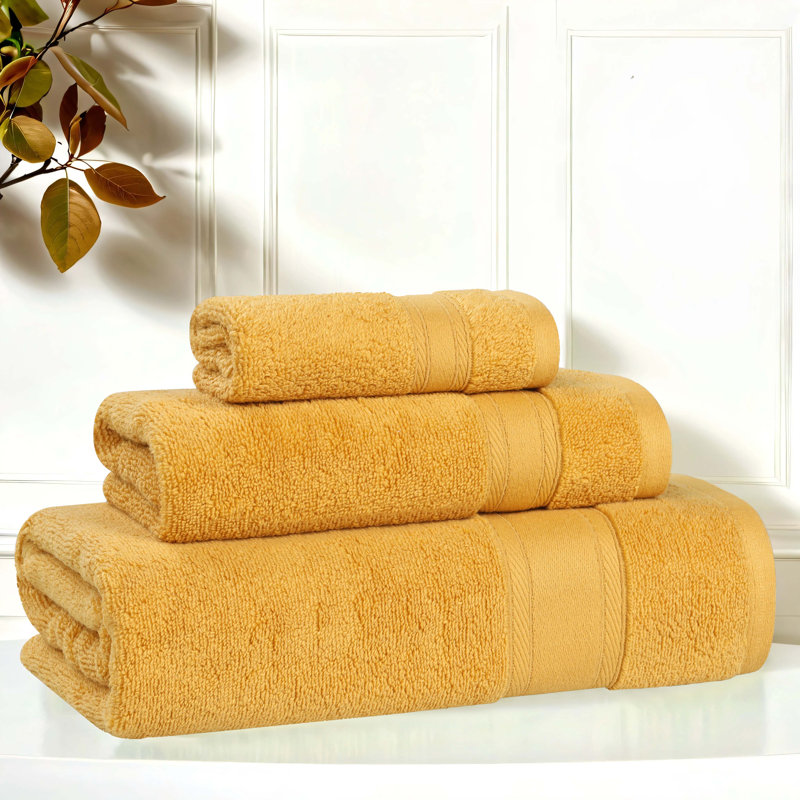 Coton absorbant doux Belmont, Doré, Ensemble 3 serviettes de bain