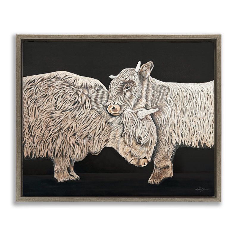 Art mural sur toile flottant, "Huggers" par Ashley Justice, Cadre flottant orme Montalcino, H 17 po x l 21 po