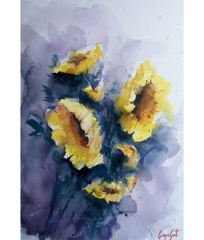 "Sunflowers", art mural texturé encadré, Noir, H 14 po x l 10 po