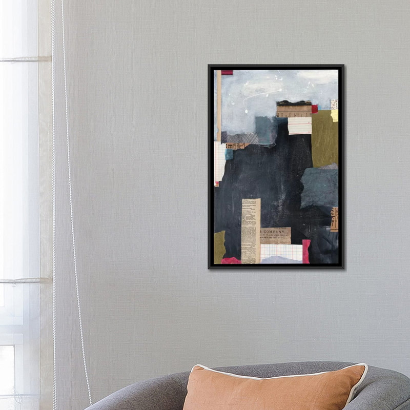 « block abstract ii », reproduction d’impression sur toile, H 26 po x l 18 po x P 1,5 po, Toile avec cadre noir, Pas de tapis