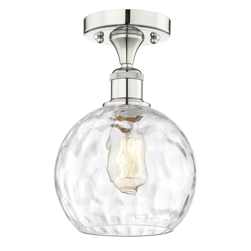 Plafonnier semi-encastré 1 lumière 8 po Cindi, Ampoule non incluse, Nickel poli, H 10,75 po x l 8 po x P 8 po