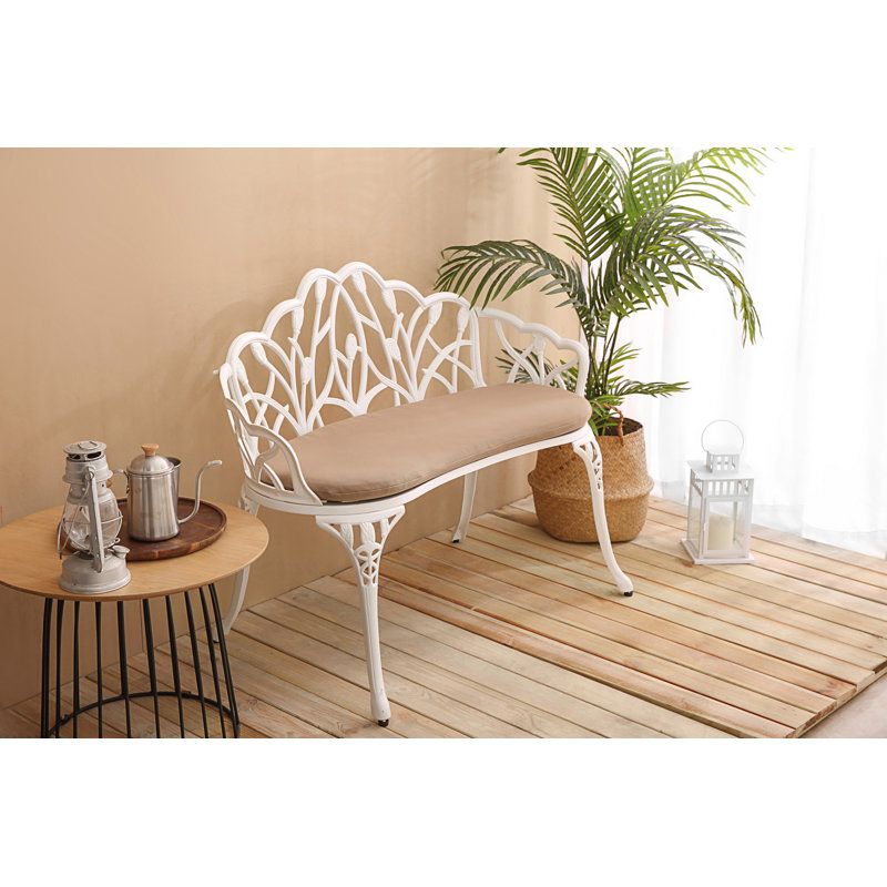 Banc de jardin pour patio, banc de parc en métal avec rose floral
