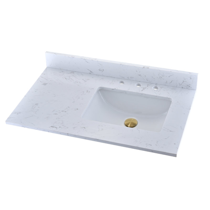 36'' Engineered Stone Single Bathroom Vanity Top with Sink – For Vanity Replacement, No Cabinet