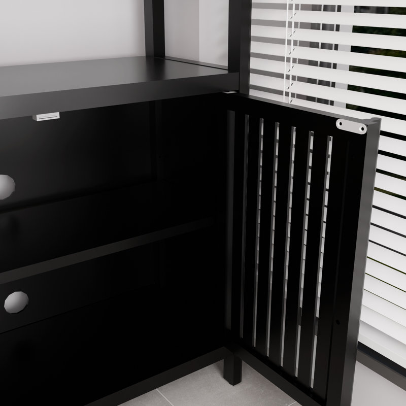 Armoire de rangement autoportante noire à grande capacité, idéale pour ranger des épices et des parapluies, résistante