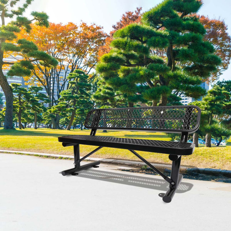Banc d'extérieur en acier avec dossier
