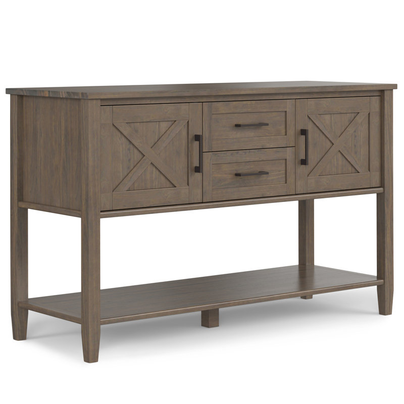 Ela 48"W Solid Wood Entryway Console Table with 2 Drawers, 2 Cabinets, and Open Shelf