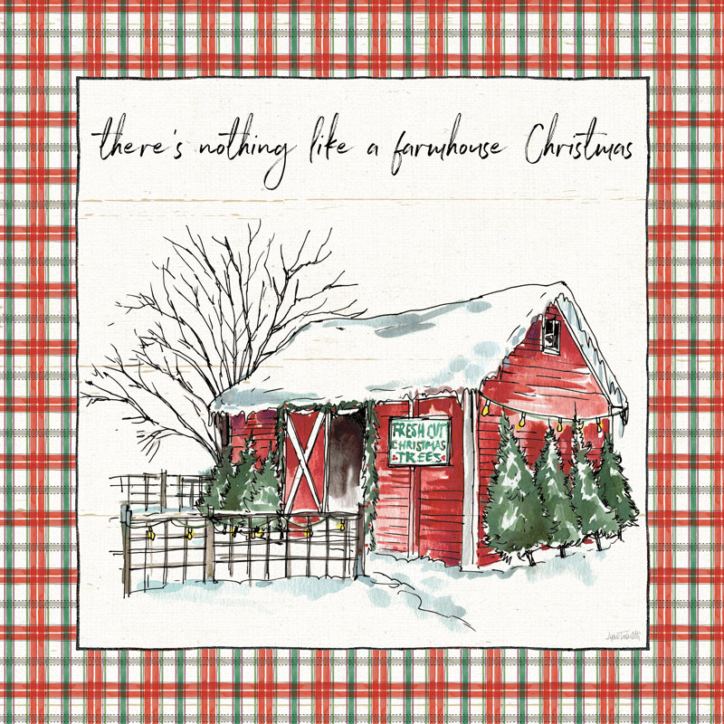 Holiday On The Farm IV Plaid by Anne Tavoletti - Wrapped Canvas Painting, 51cm H x 51cm W x 3.8cm D