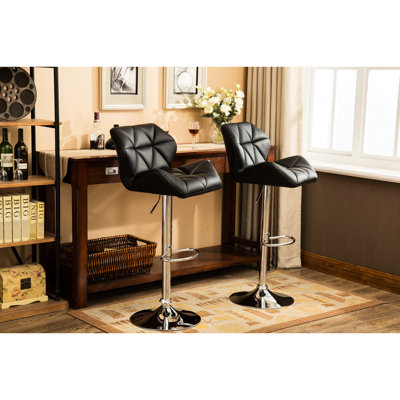 2 tabourets de bar noirs, réglables en hauteur avec siège et repose-pieds pour la stabilité des tabourets contemporains, - hydraulique, cuir synthétique, confort magnifique