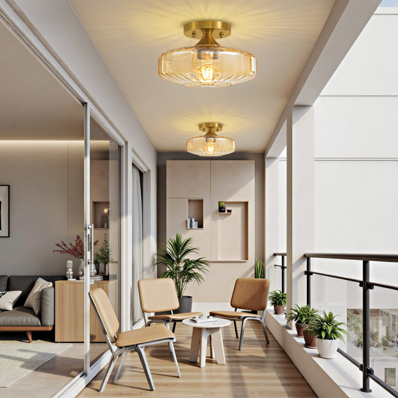 9.84-In Semi Flush Mount Ceiling Light , 6.5" H x 4" W x 4.72" D, Amber