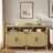 Kylith 59'' Farmhouse 4-Door Sideboard Buffet With Power Outlets & USB Ports And Open Shelf-2082452186