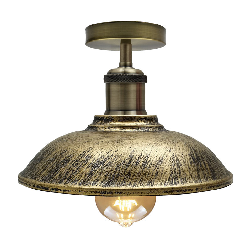 Hana Semi Flush Mount, Brushed Brass, Green Brass