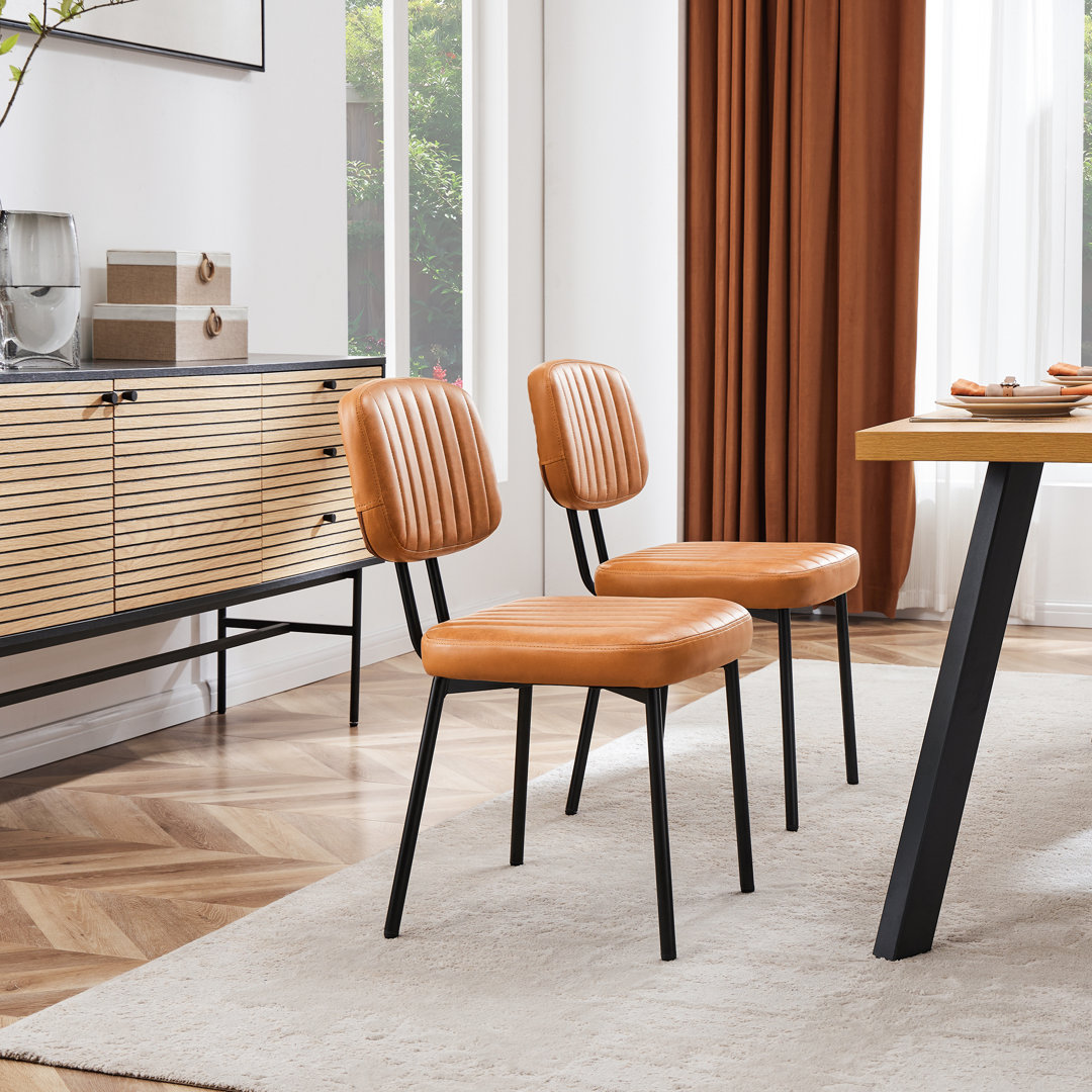 Modern Upholstered PU Leather Dining Side Chair - Stylish & Comfortable for Kitchen & Dining Room (Set of 2) George Oliver Upholstery 