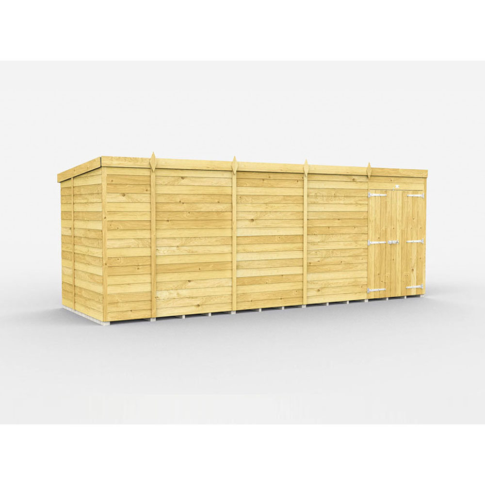 18ft x 6ft Pent Shed - Double Door without Windows