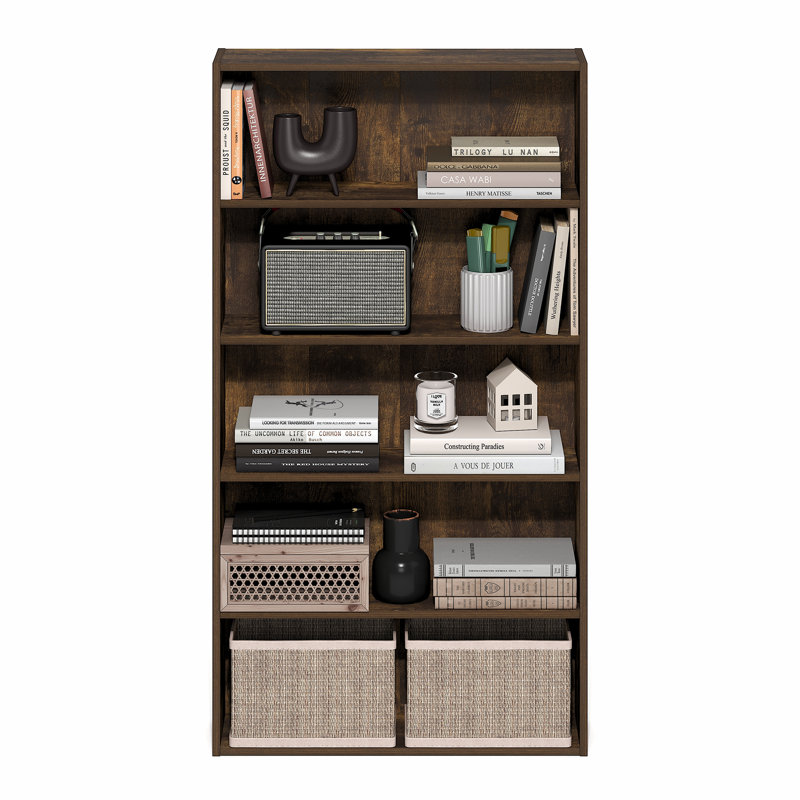Bibliothèque à 5 niveaux Furinno Basic, (5 tablettes) H 43,66 po x l 23,62 po x P 6,61 po