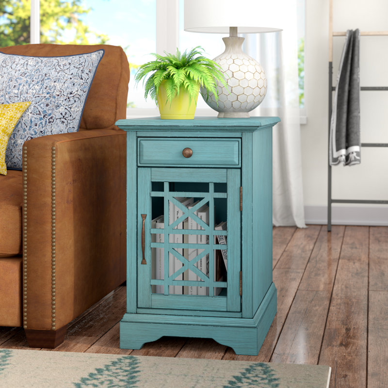 USB Charging Accent Cabinet, Antique Blue