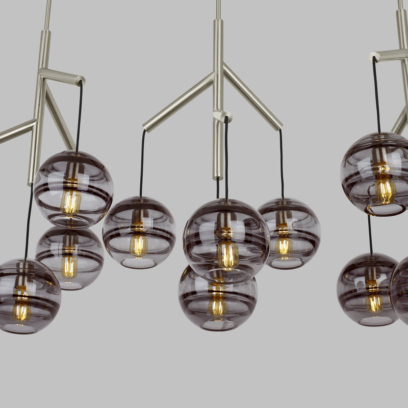 Sedona 12 - Light Chandelier, Transparent Smoke, Satin Nickel, No