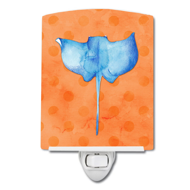 Sting Ray Polka Dots Ceramic Night Light, Orange