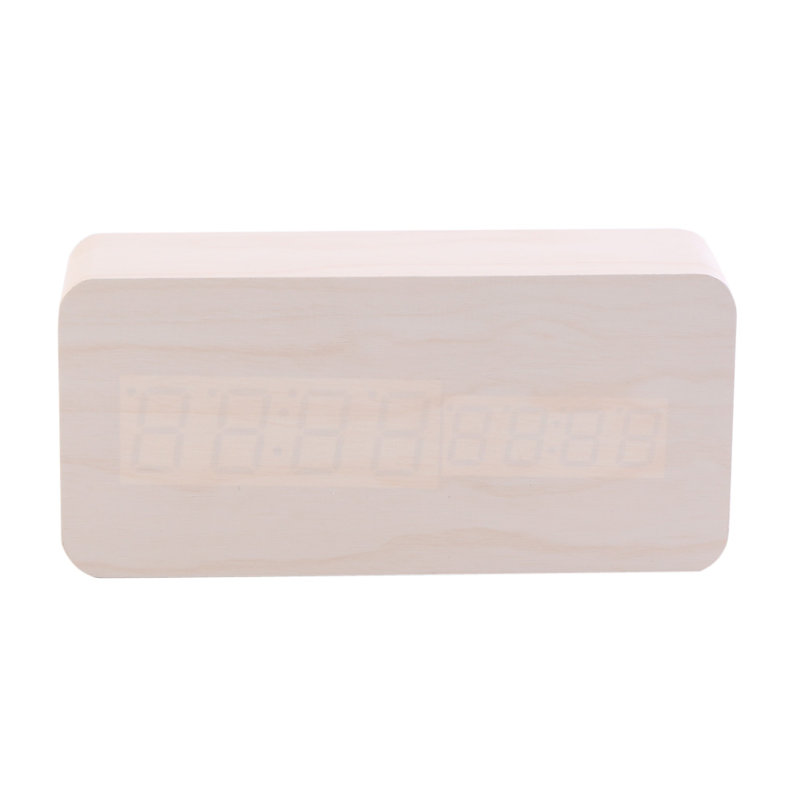 Réveil électronique numérique en bois avec DEL, sonneries, contrôle de la température, bureau 3#, Blanc
