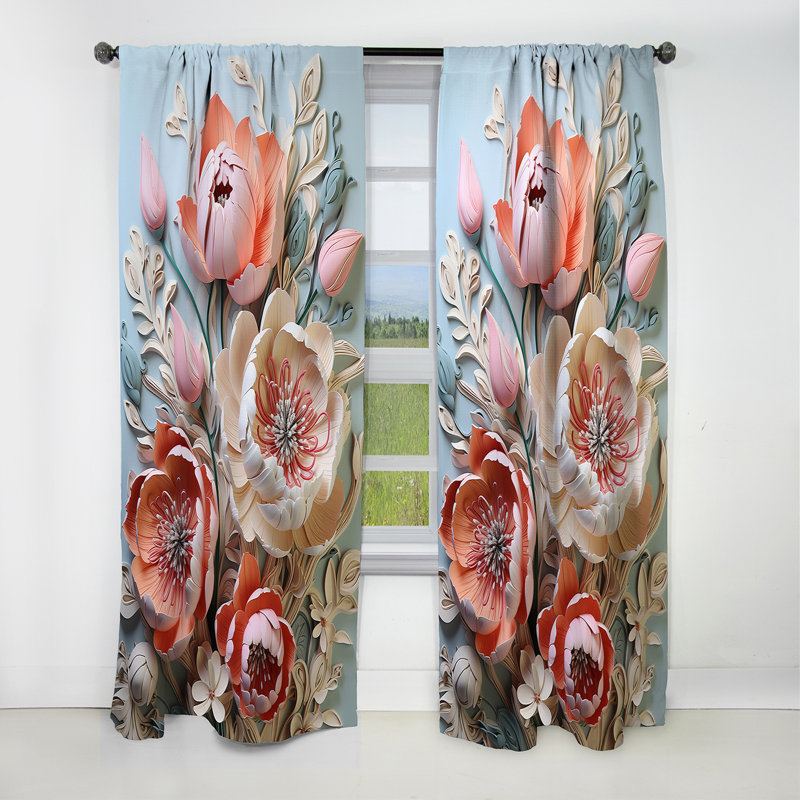 Gotland - Rideau tulipes - Rideau occultant à motif floral - 1 panneau, L 52 po x L 90 po