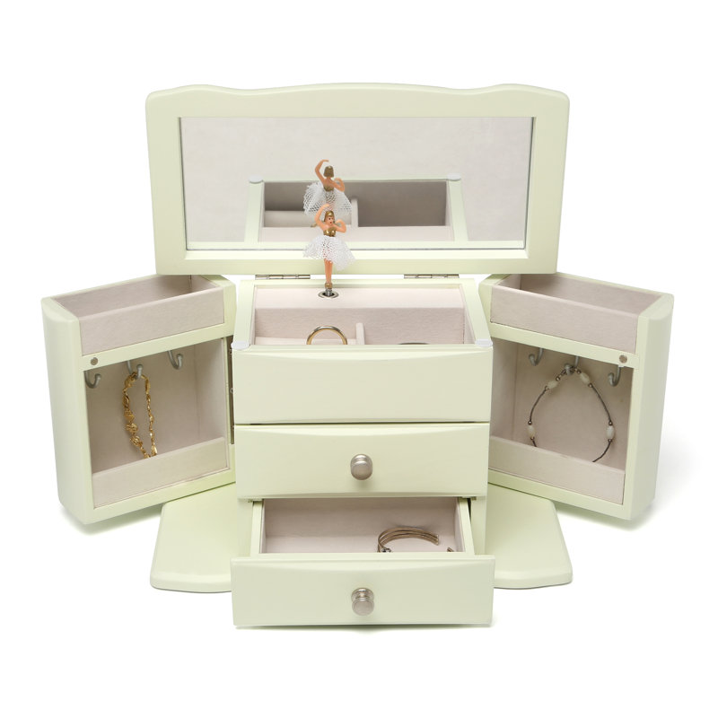 Boîte à bijoux musicale avec ballerine, Blanc