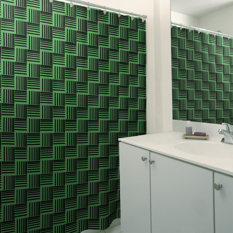 Rideau de douche simple basketweave rayures classic, Émeraude