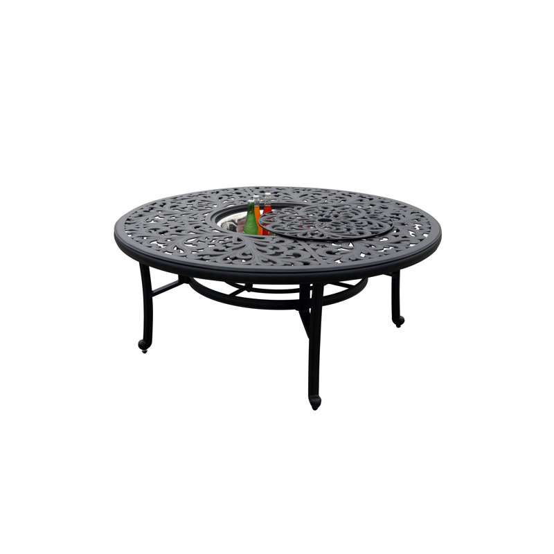 Cartee 52'' Round Tea Table with Ice Bucket Insert