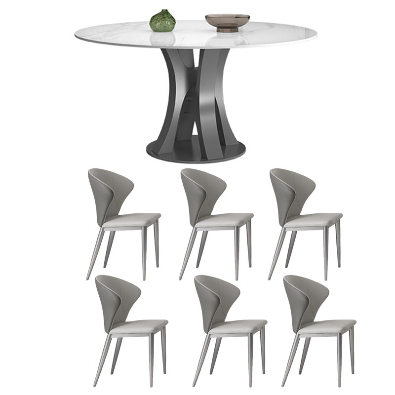 Simple Rectangular Rock Plate Dining Table Sets., 29.53"H x 59.06"L x 59.06"W