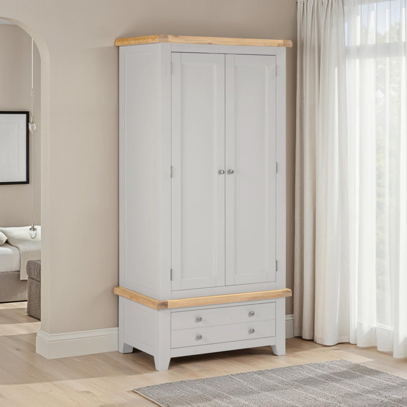 Windsor 2 Door Wardrobe, Pebble Grey/Oak
