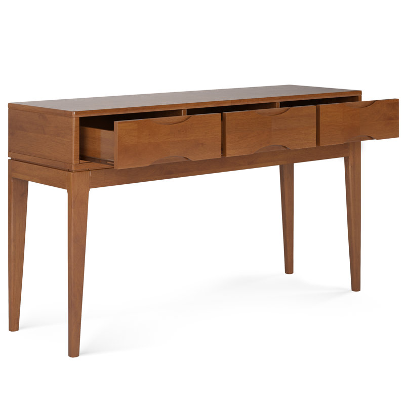 Teak Brown Solid Hardwood 54" Console Table with Storage
