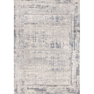 8' X 11' Gray Blue And Beige Abstract Area Rug