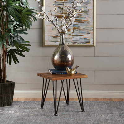 Zion Industrial Wood And Metal Accent Table